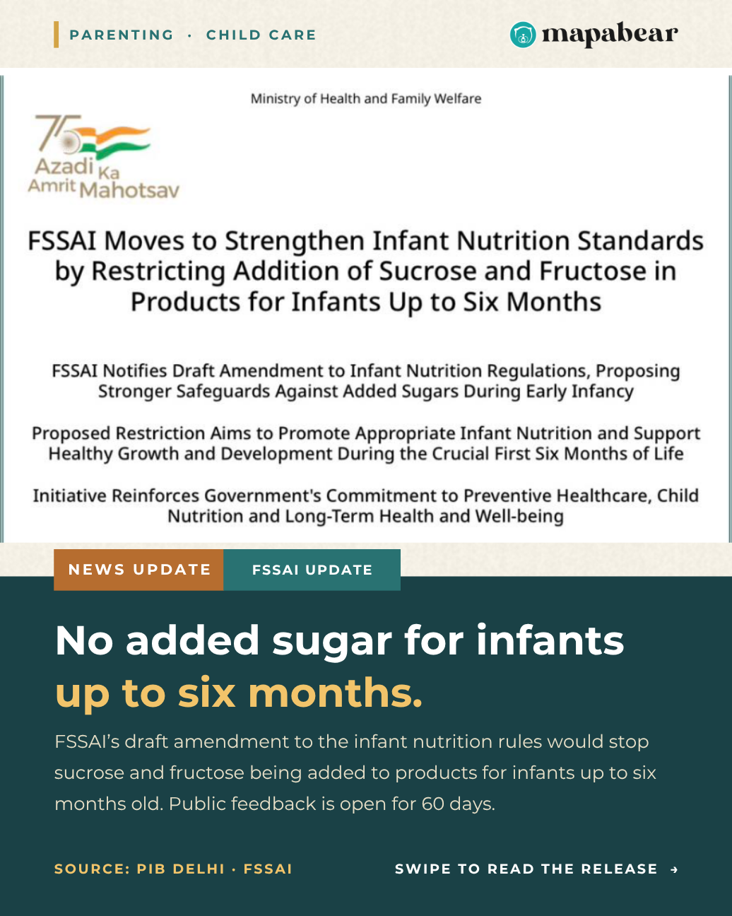 No Added Sugar Before Six Months: FSSAI's Draft Infant Food Rule, Explained